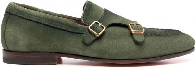 Santoni Carlos gespschoenen met dubbele bandjes Groen