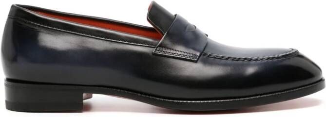 Santoni Leren loafers met vervaagd effect Blauw