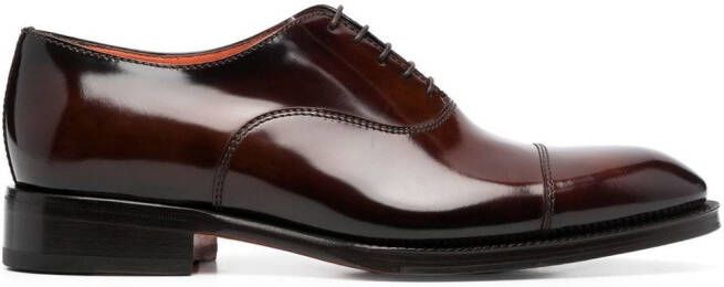 Santoni Leren Oxford schoenen Bruin