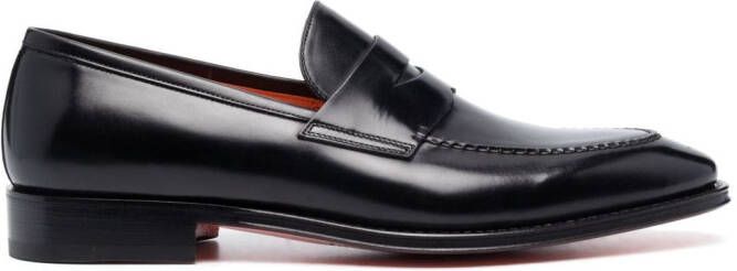 Santoni Leren penny loafers Zwart