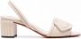 Santoni Leren slingback sandalen Beige - Thumbnail 1