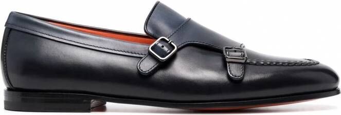 Santoni Leren gespschoenen Zwart