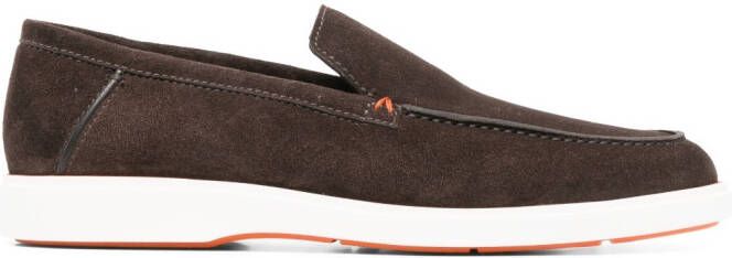 Santoni Leren loafers Bruin