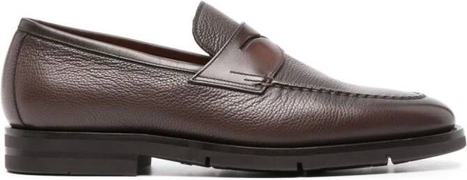 Santoni Leren loafers Bruin