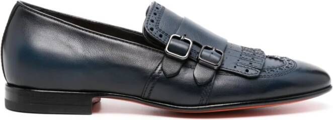 Santoni Leren loafers met siergesp Blauw