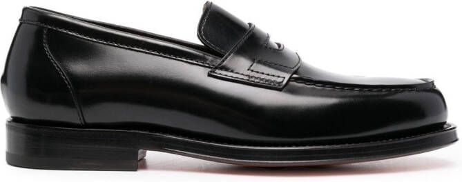 Santoni Leren loafers Zwart