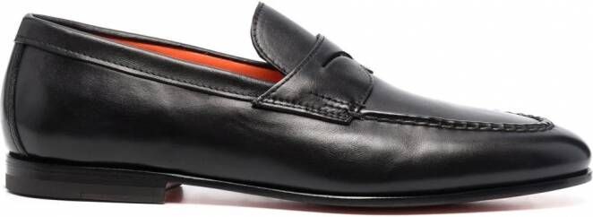 Santoni Leren penny loafers Zwart