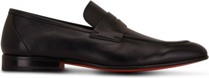 Santoni Leren penny loafers Zwart