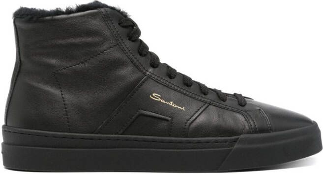 Santoni Leren sneakers met vlakken Zwart