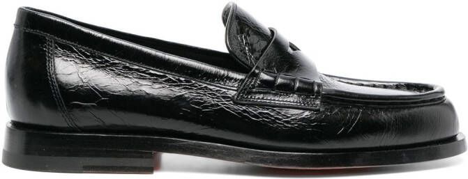 Santoni Leren loafers Zwart