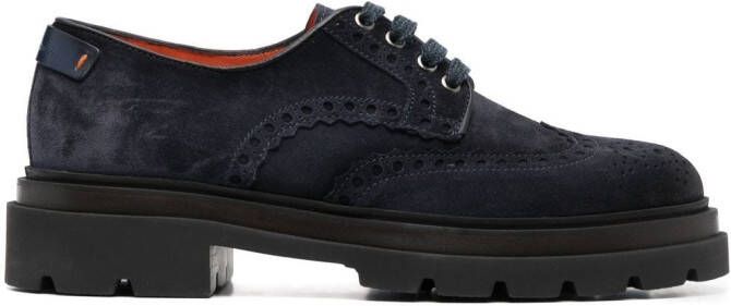 Santoni Suède derby schoenen Blauw