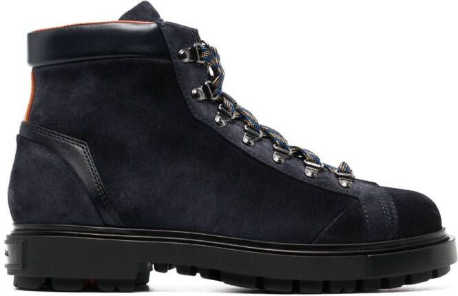 Santoni Suède veterlaarzen Blauw