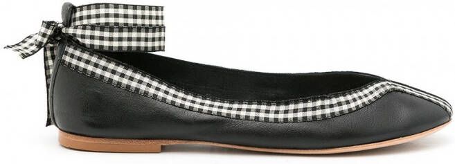 Sarah Chofakian Daisy ballerina pumps met gingham ruit Zwart