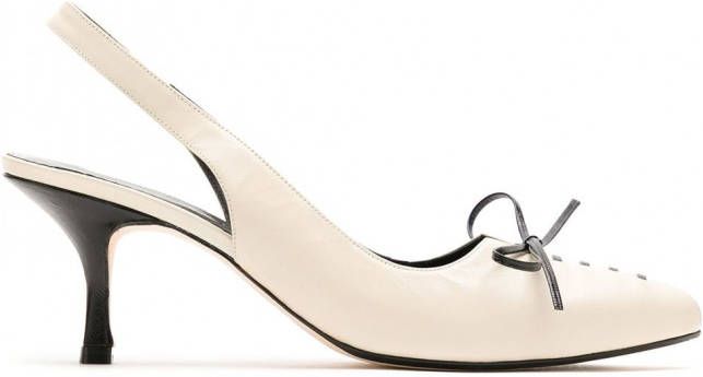 Sarah Chofakian Slingback pumps met strikdetail Wit