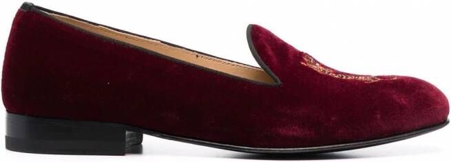 Scarosso Becky fluwelen slippers Rood