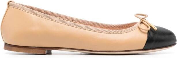 Scarosso Ballerina's met contrasterende neus Beige