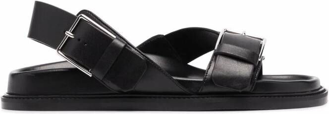 Scarosso Hailey leren sandalen Zwart