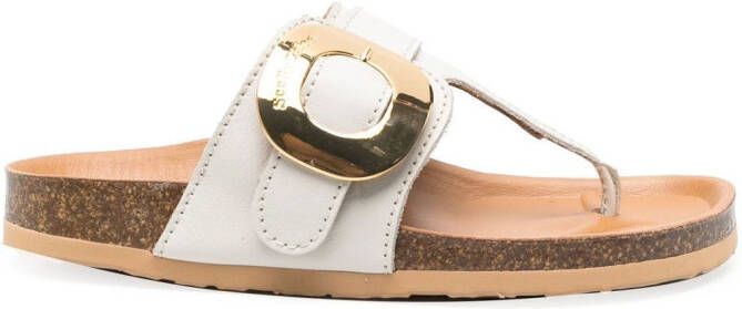 See by Chloé Teenslippers met gegraveerd logo Beige