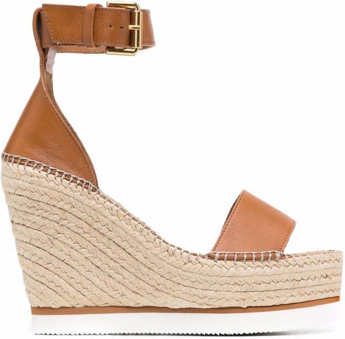 See by Chloé Glyn espadrilles met sleehak Bruin