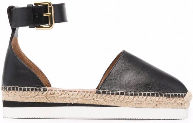 See by Chloé Glyn leren espadrilles Zwart