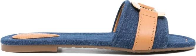 See by Chloé Slippers met logoplakkaat Blauw