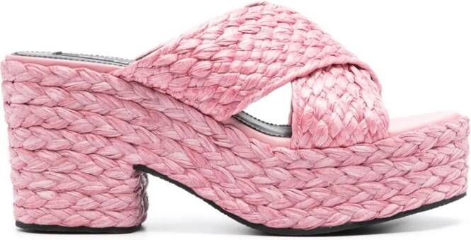 Sergio Rossi Raffia muiltjes Roze