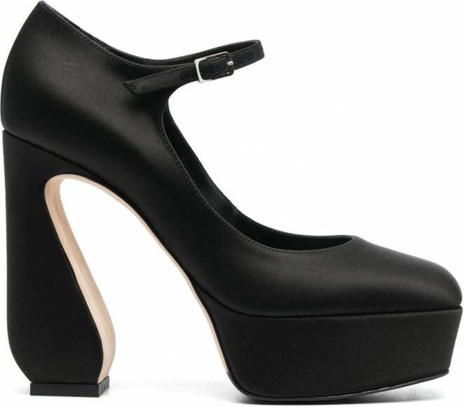 Si Rossi Mary Jane pumps met bewerkte hak Zwart