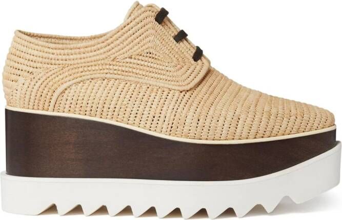 Stella McCartney Elyse raffia schoenen met plateauzool Beige