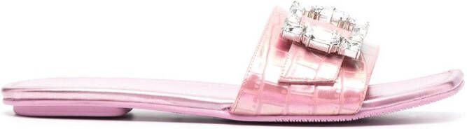 Stuart Weitzman Slippers met gespen Roze