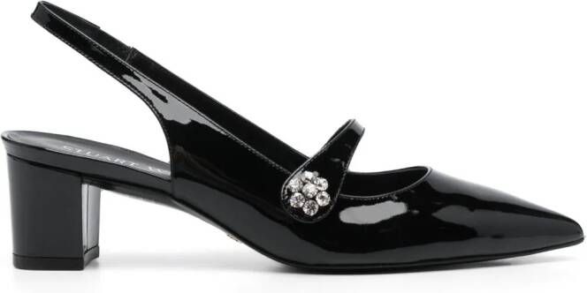 Stuart Weitzman Crystal Fleur suède pumps Zwart