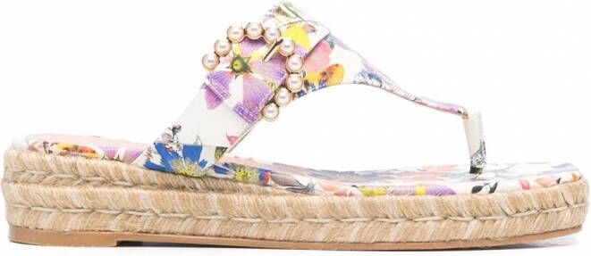 Stuart Weitzman Espadrilles met bloemenprint Wit