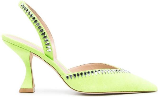 Stuart Weitzman Gemcut XCurve slingback pumps Groen