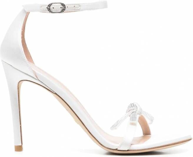 Stuart Weitzman Nudist sandalen met kristallen strik Wit