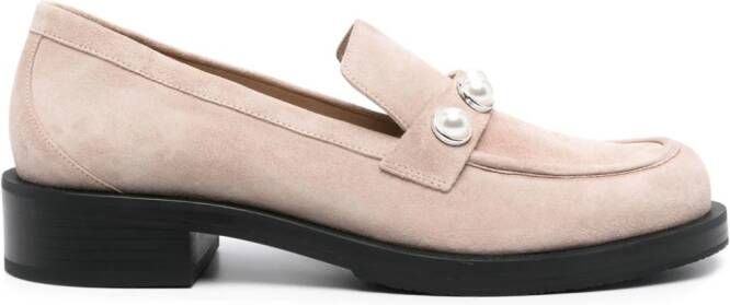 Stuart Weitzman Portia leren loafers Beige