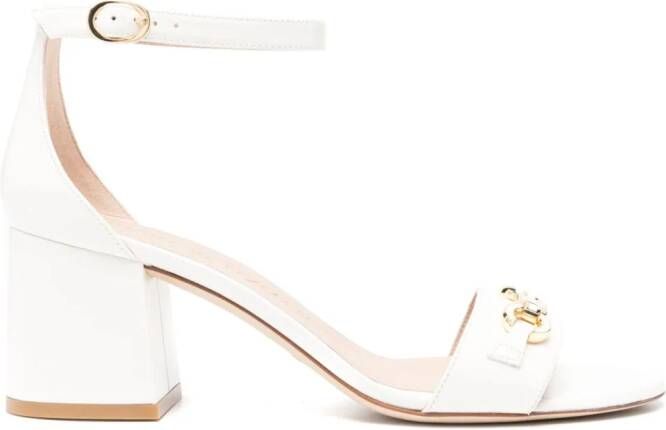 Stuart Weitzman VLogo Signature 60mm leren sandalen Beige