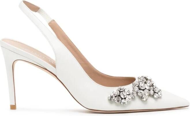 Stuart Weitzman Stuart Crystal Fleur slingback pumps Wit