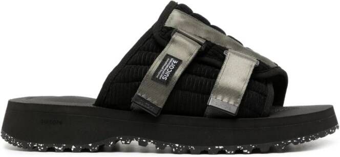 Suicoke Kaw-Shellab slippers met logopatch Zwart