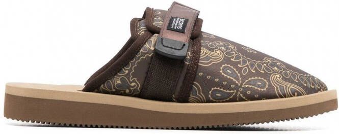 Suicoke Slippers met paisley-print Bruin