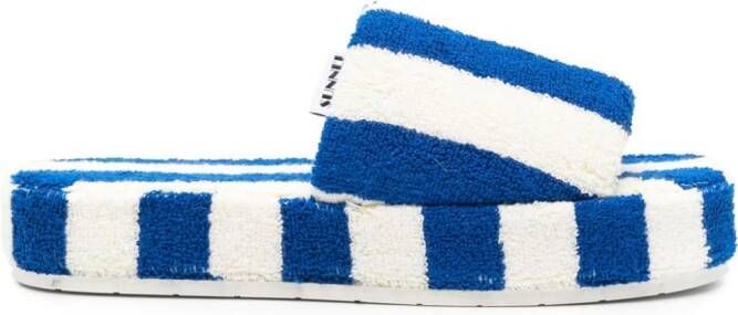 Sunnei Gestreepte katoenen slippers Blauw