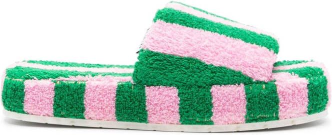 Sunnei Gestreepte katoenen slippers Roze