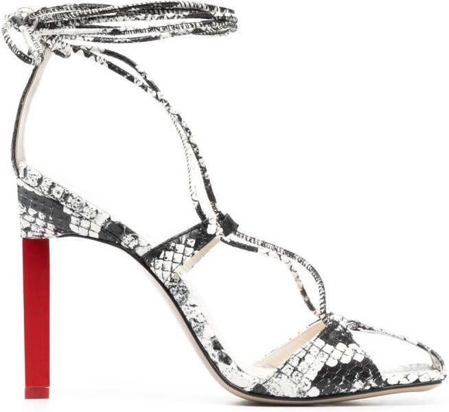 The Attico Adele 105 sandalen met slangenhuidprint Zwart