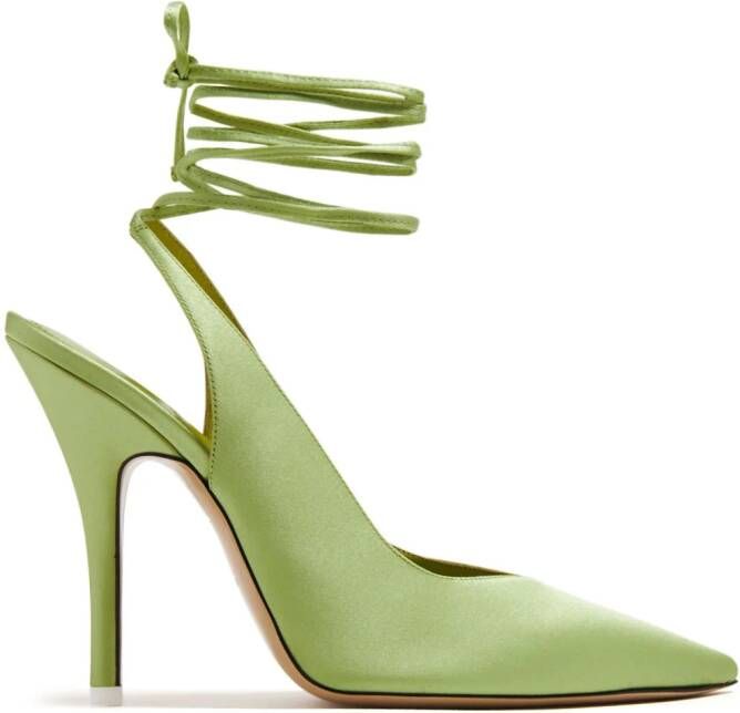 The Attico Venus satijnen slingback pumps Groen