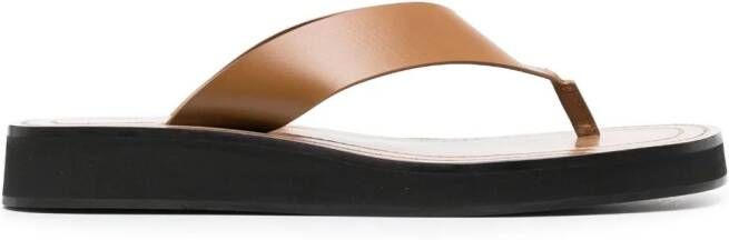 The Row Lexi leren teenslippers Beige