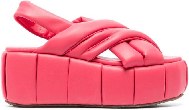 Themoirè Sandalen met plateauzool Roze