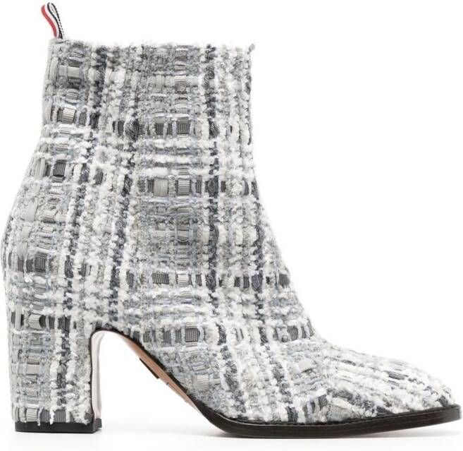 Thom Browne Tweed enkellaarzen Grijs