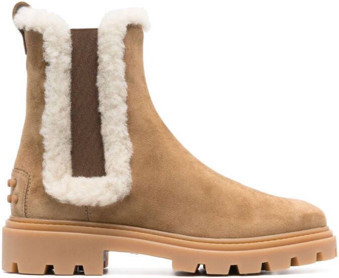 Tod's Chelsea laarzen met lammy afwerking Beige