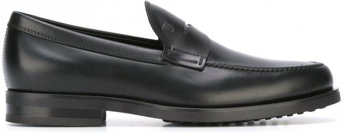 Tod's classic Penny loafers heren leer leer rubber 10.5 Zwart