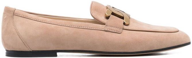 Tod's Loafers met gegraveerde schakelketting Beige