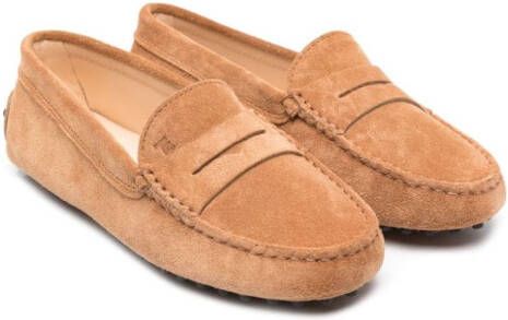 Tod's Kids Loafers met logo-reliëf Bruin