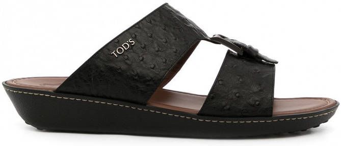 Tod's Leren sandalen heren leerrubber leer 5.5 Zwart